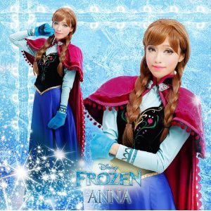 ディズニー アナと雪の女王 アナ Anna 風 衣装+マント+手袋+ウィッグ
