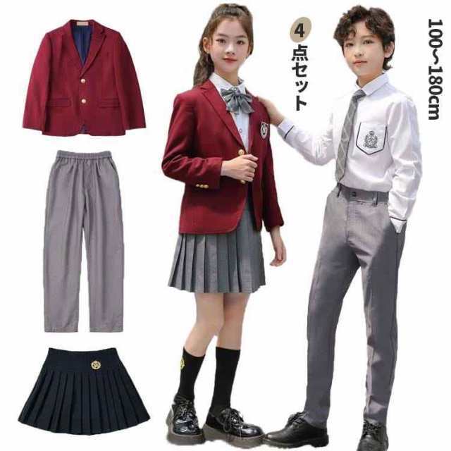 送料無料 スーツ 女の子 男の子 卒業式 スーツセット セットアップ キッズ スーツ ワインレッド 高校生 中学生 小学生 幼稚園 子供服