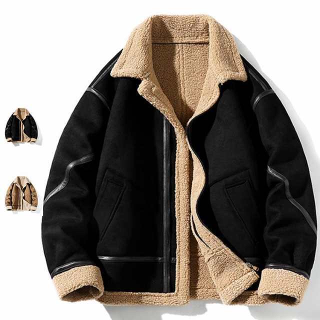 ムートンコート ボアコート メンズ 防寒着 ボアジャケット 春物 厚手 裏起毛 暖かい かっこいい 保温 秋冬 アウトドアの通販は