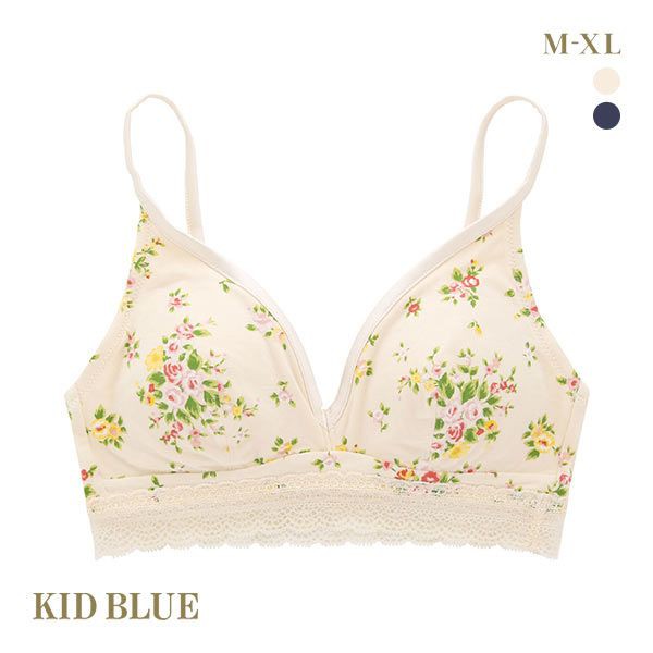 ブラジャー ノンワイヤー 送料無料 キッドブルー KID BLUE 24ローズブーケ ソフトブラジャー 三角ブラ ブラレット 単品