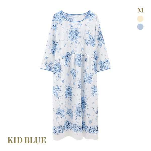 ルームウェア ワンピース パジャマ 送料無料 キッドブルー KID BLUE ブラッサムパネルPt ナイティ 長袖 8分袖 レディース