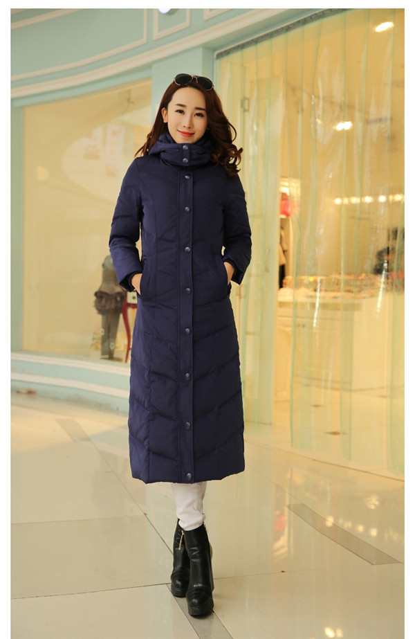 ダウンコート レディース 超ロング フード付き 膝丈 コート ジャケット