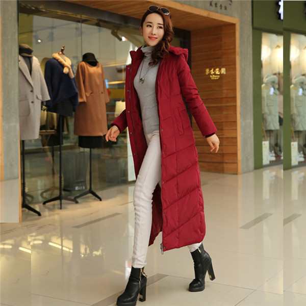 ダウンコート レディース 超ロング フード付き 膝丈 コート ジャケット