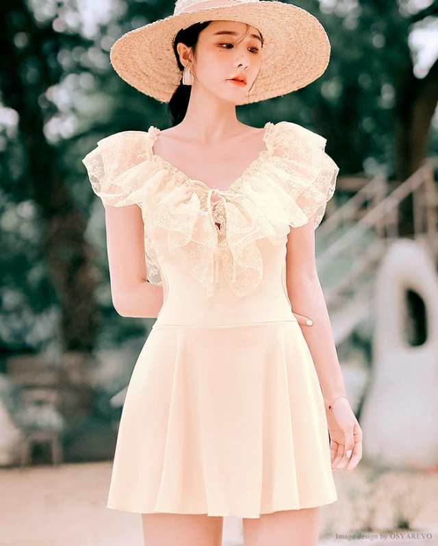 【ポイント5倍！】水着 レディース 体型カバー ワンピース フリル 花柄 フェミニン オフショルフリル オールインワン 20代 30代 ママ 可愛い フリルワンピース水着 オトナ女子 新作水着 スイムウェア 大人 上品 ショーツ一体型ワンんピース