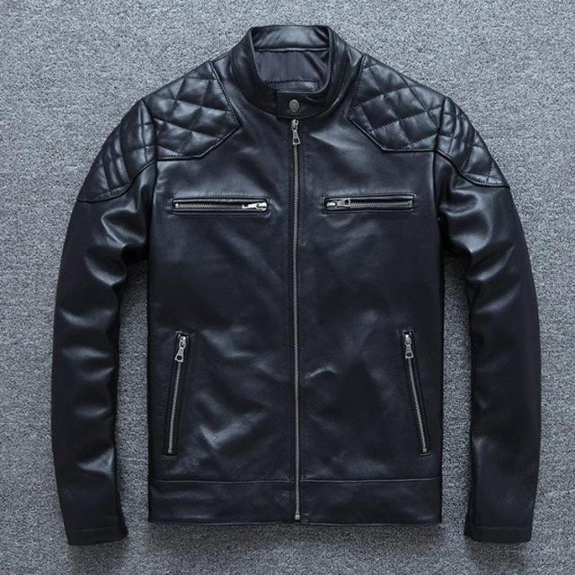 メンズ革ジャン 本革　秋冬　レザージャケット ライダースジャケット   立ち襟    牛革   おしゃれ  バイクウェア   シングル 男性用　上品　防寒防風