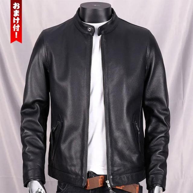 メンズ革ジャン 本革　秋冬　レザージャケット ライダースジャケット 牛革　バイクウェア シングル 男性用　上品　防寒防風