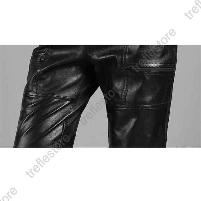 ポイント10倍！】本革 牛革 メンズ革パン 春秋冬 レザーパンツ 防風