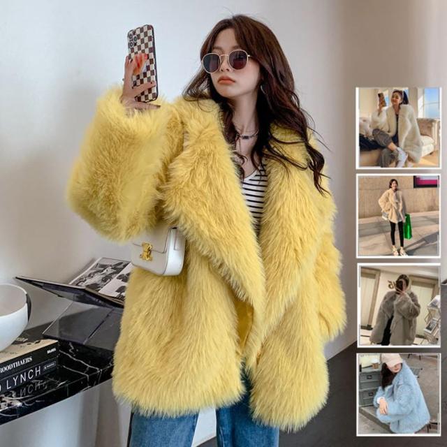秋冬 レディース ファーコート 毛皮コート レディースコート フェイクファー アウター ジャケット　暖かい OL　通勤　レディースアウター