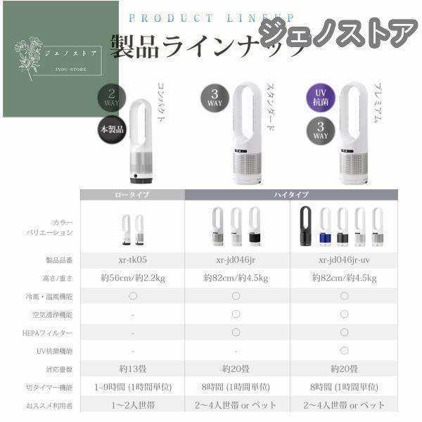 セラミックヒーター タワーファン 冷暖タイプ スリム 扇風機 羽なし ブレードレスタワーファン 小型 ヒーター 冷暖風切替 11段階風量調節