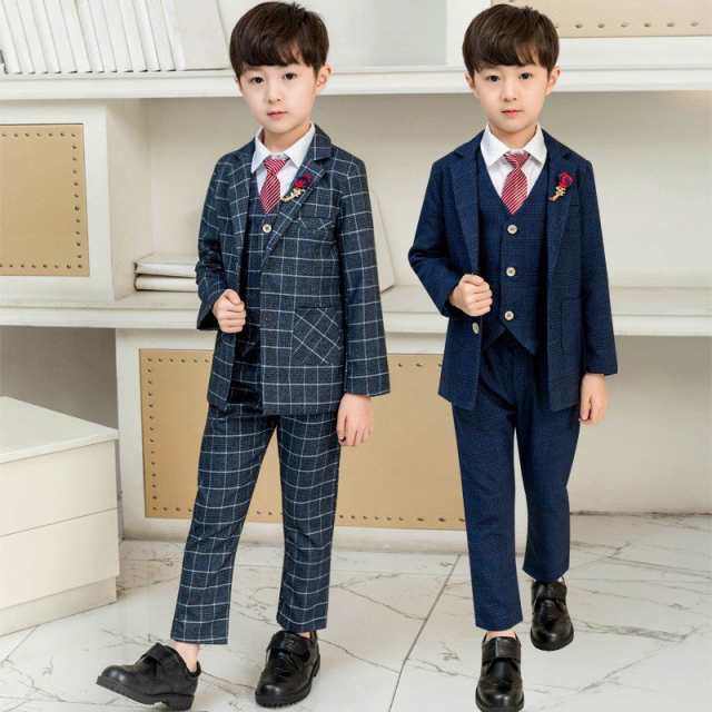 男の子 卒業式 小学校 入学式 子供 チェック柄 入学式 スーツ ネクタイおまけ 男の子 小学生 卒園式 子供服 発表会 結婚式 おの通販は