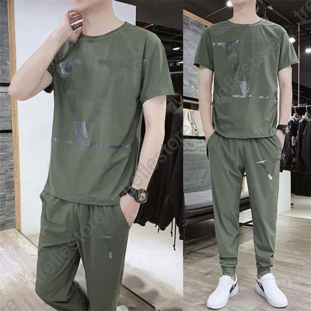 【ポイント10倍！】メンズ　夏用　上下セット　2点セット Tシャツ　ズボン　ジャージ　男子用　スポーツウェア　セットアップ　運動　カジュアル　吸汗 速乾 通気　