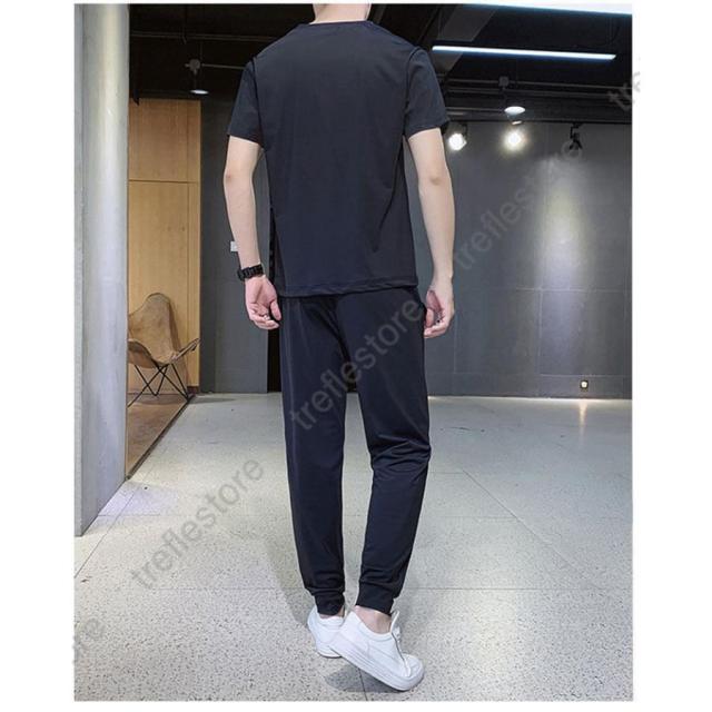 【ポイント10倍！】メンズ　夏用　上下セット　2点セット Tシャツ　ズボン　ジャージ　男子用　スポーツウェア　セットアップ　運動　カジュアル　吸汗 速乾 通気　
