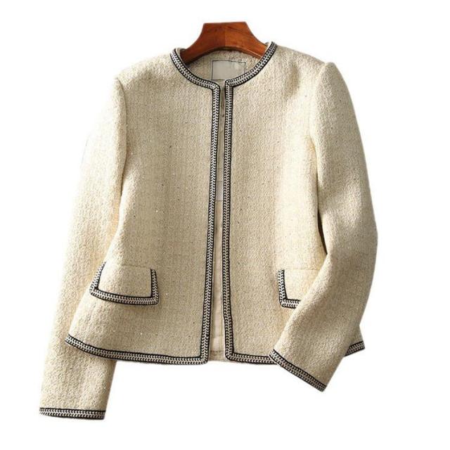 ツイードジャケット レディース 40代 長袖ノーカラージャケット