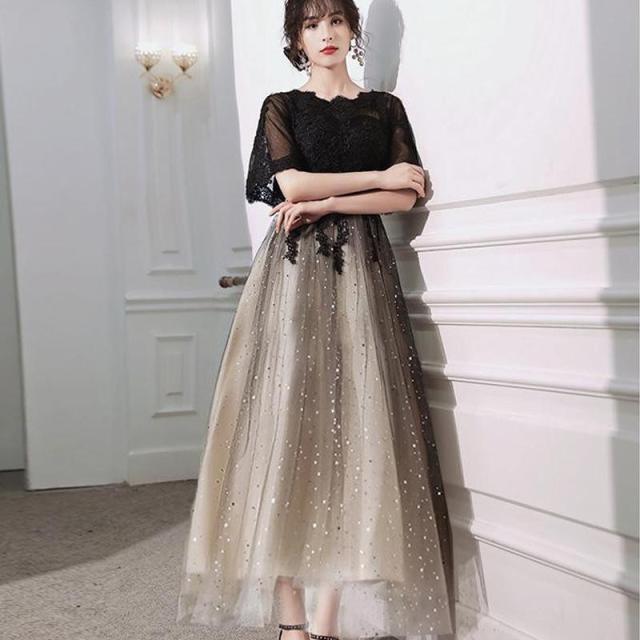 パーティードレス 大きいサイズ ロング丈 結婚式 40代 袖あり 半袖 フォーマルドレス レースワンピース お呼ばれ 二次会 披露宴 謝恩会 上品 おしゃれ 着痩せ