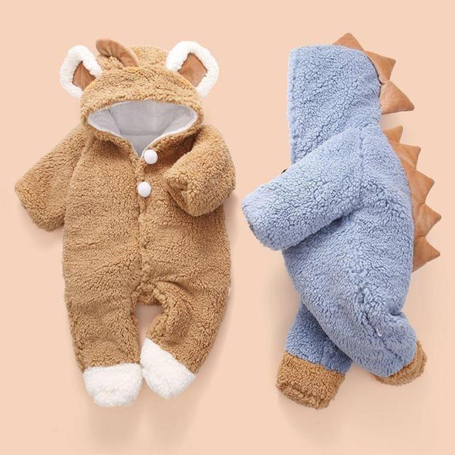 【ポイント5倍！】ベビー服 冬 ロンパース 赤ちゃん 暖かい 着ぐるみ キッズ もこもこ ジャンプスーツ フード付き 子供 可愛い アウター お出かけ 秋冬 カバーオール おくるみ