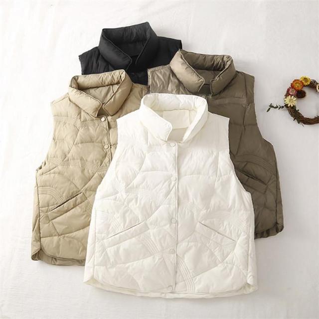 ベスト レディース 中綿ベスト ダウンベスト 防寒ベスト ハイネック 中綿入り チョッキ ジレ アウター トップス 立ち襟 ゆったり 秋冬 通勤 OL