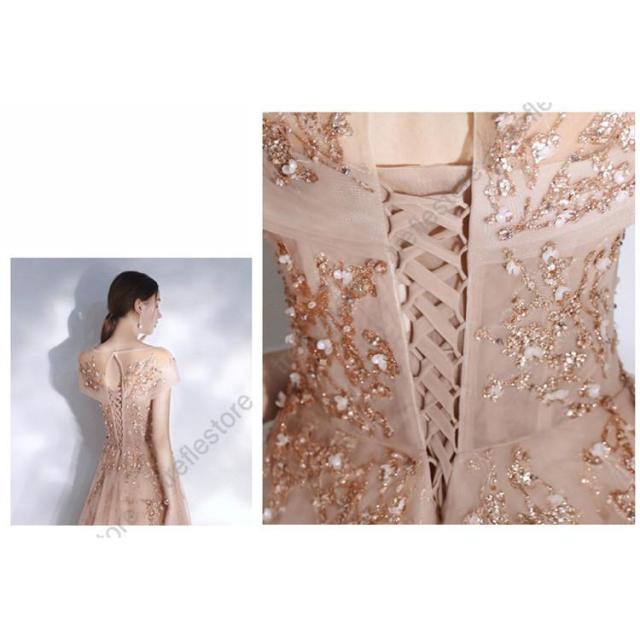 ポイント5倍！】イブニングドレス シャンパン色 パーティードレス 20代