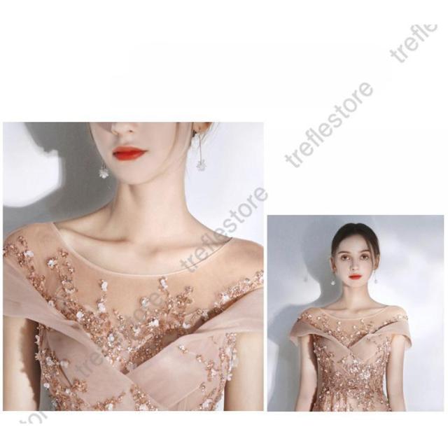 ポイント5倍！】イブニングドレス シャンパン色 パーティードレス 20代