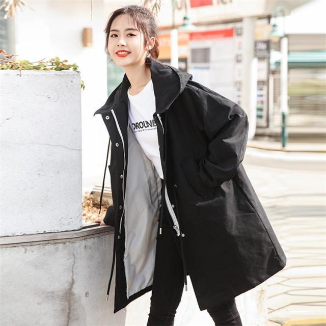 春服 トレンチコート レディース スプリングコート フード付き ロング丈 秋 春 コート ゆる 20代 30代 40代 50代の通販は 7,414円