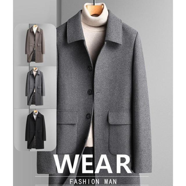 コート メンズ チェスターコート メルトンウール混 ロングコート 細身 スリム ビジネス ジャケット 防寒保温 紳士服 通勤 厚手 30代 40代 50代