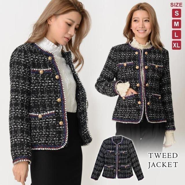 ボレロレディースジャケット黒パーティーツイードジャケットスーツブラック結婚式入学式卒業式卒園式お呼ばれフォーマル30代の通販は