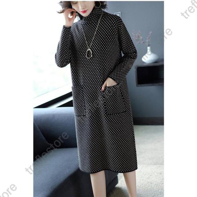 【ポイント10倍！】ニット ワンピース レディース 40代 50代 30代 60代 秋 冬 きれいめ 上品 Mサイズ セーター 体型カバー 女性 ロング ワンピース 秋冬物 体型カバー 長袖