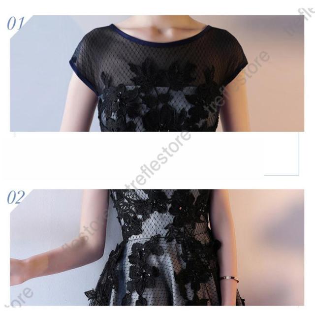 ブラック イブニングドレス 半袖 Aライン ロングドレス 黒 袖あり パーティードレス 30代 40代 二次会ドレス お呼ばれ 演奏会ドレス ポイント10倍！】ブラック イブニングドレス 半袖 Aライン ロング