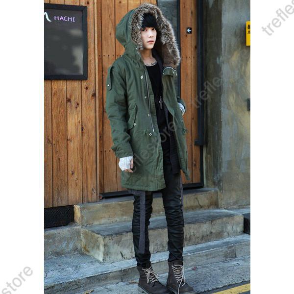 ポイント10倍！】モッズコートメンズおしゃれ無地柄黒フードファー