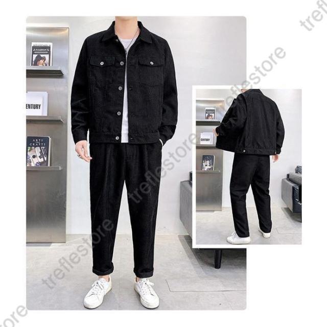 ジャージ メンズ セットアップ 上下セット 長袖 デニム 無地 ポケット
