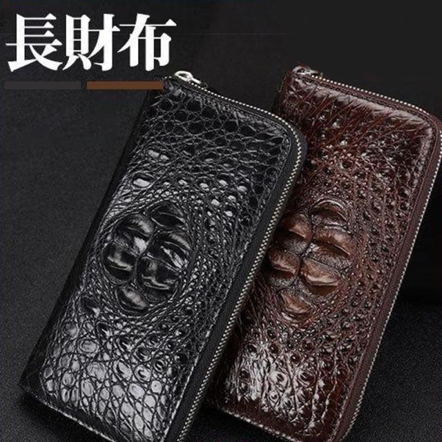 クロコダイル 財布 メンズ 長財布 ウォレット 本革 ラウンドファスナー ワニ ロングウォレット クラウン 大容量 小銭入れ 多機能 春財布 福財布