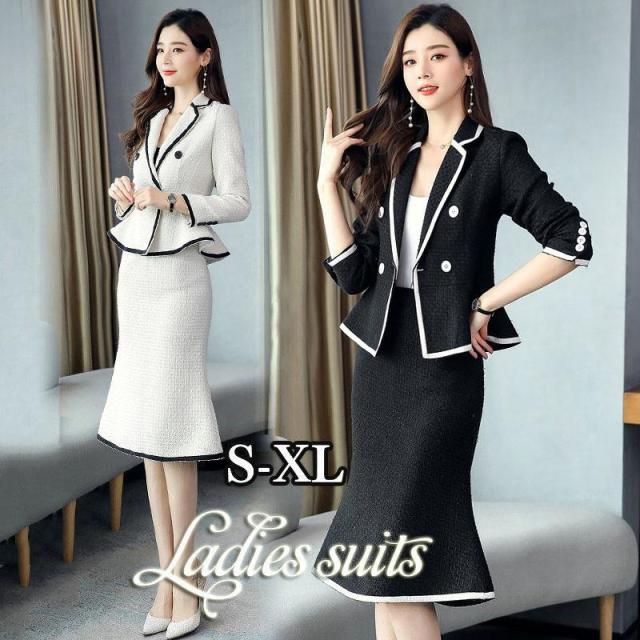 【ポイント10倍！】入学式 服 母 セットアップ レディース スカート ママフォーマル 50代 スーツ おしゃれ マーメイド 2点セット 卒業式 卒園式 発表会 音楽会 通勤 OL ブラック