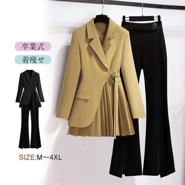 上下セットアップ フォーマル 入園式 入学式 ママ 卒園式 ビジネス ジャケット パンツ 結婚式 パーティー 二次会 着痩せ 体型カバーの通販は 9,884円