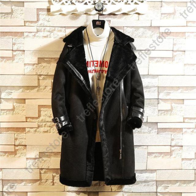 ロング丈 ムートンコート メンズ ムートンジャケット 裏ボア 裏起毛 チェック柄 ファーコート ボアコート 防寒 秋冬 厚手 あったか アウター ポイント10倍！】ロング丈 ムートンコート メンズ ムートンジャケット