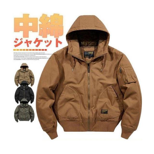 ミリタリージャケット メンズ ブルゾン 中綿入り ジャケット フライトジャケット アウター 秋冬 厚手 ボリュームネック 防寒着 冬 冬服
