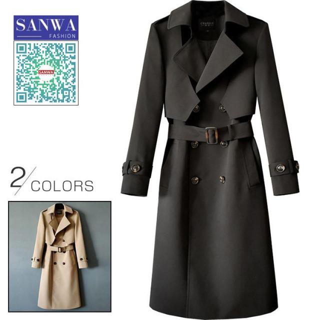 メンズトレンチコート　コート　春秋冬　メンズ　ジャケット　ロングコート　トップス　アウター　ミディアム　ビジネス　通勤　カジュアル　紳士