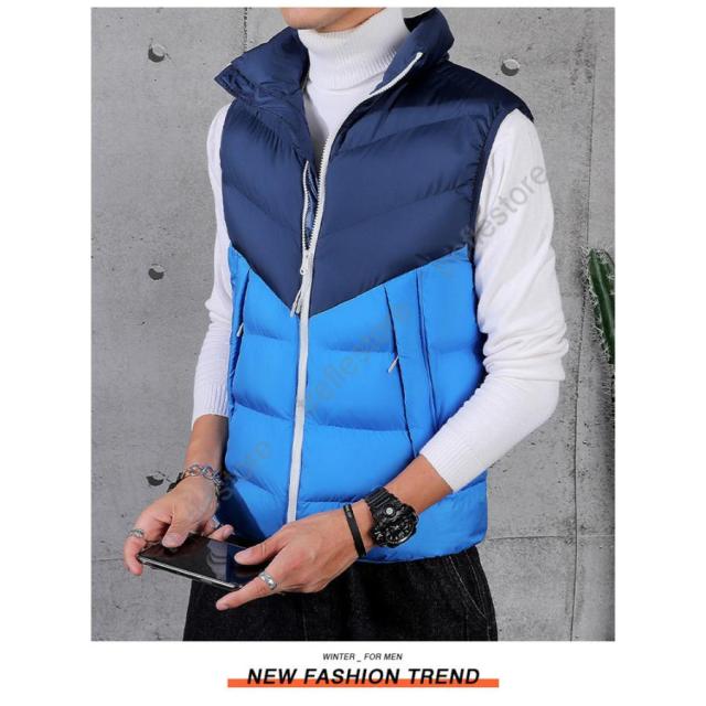 ダウンベスト メンズ フード付き ライト トレンド 軽量 カップル 中綿