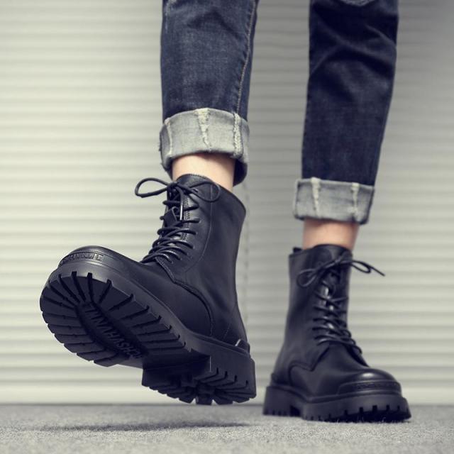 バイク用レザーショートブーツ 黒