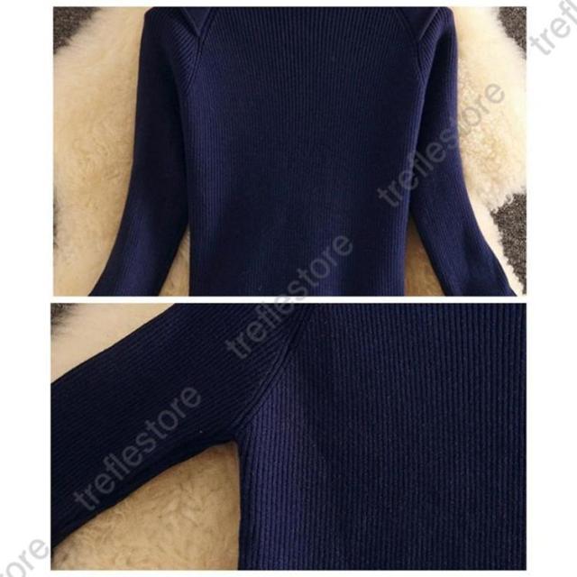 【ポイント10倍！】ワンピース ニットワンピース 配色 長袖 厚手 ロング丈 秋 冬 お呼ばれ きれいめ 通勤レディース ロングワンピース ロング 切り替え ベルト付き