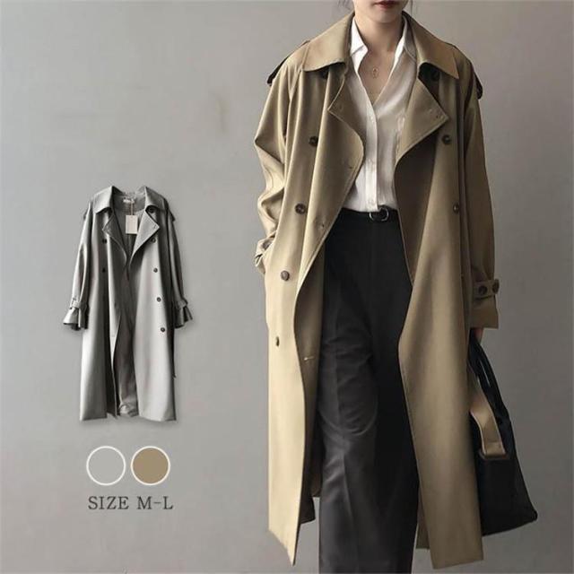 トレンチコート スプリングコート レディース 春 ロングコート 羽織り トレンチ アウター コート ロング丈 裏地付き デザイン ゆったり きれいめ スプリング