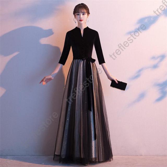 イブニングドレス 黒 ベロア ベルベット 発表会ドレス ロングドレス ブラック 結婚式ドレス 二次会ドレス お呼ばれドレス キャミドレス Vネック ドッキング イブニングドレス 黒 ベロア ベルベット 発表会ドレス スパンコール