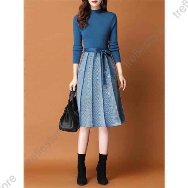 ニットワンピース レディース 秋冬 黒 40代 50代 卒業式 服 母