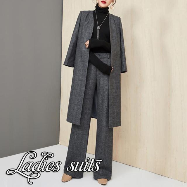 卒業式 スーツ 母 セットアップ レディース 春 ブレザー ワイドパンツ 服 ジャケット 秋 冬 ハイウエスト ウエストゴム おしゃれ 長袖 通勤 OL