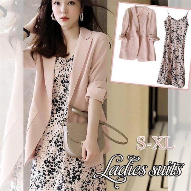 セットアップ レディース ワンピース 春 夏 スカートスーツ 花柄 ママフォーマル 40代 おしゃれ 2点セット 発表会 音楽会 入学式 服 母 オフィス 通勤 OL ピンク