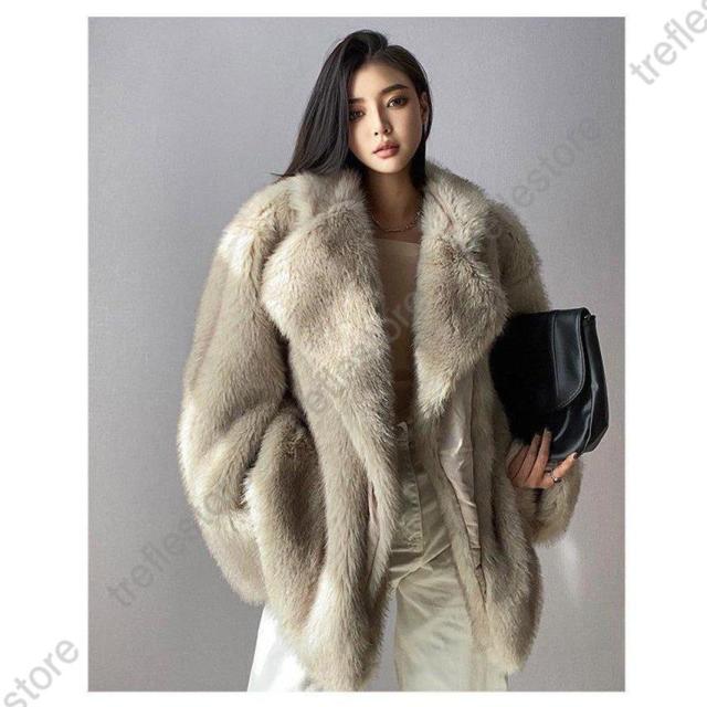 毛皮コート コート レディース ショートコート 高級感 おしゃれ フォックス アウター ファーコート 体型カバー 高見え もこもこ 防寒 ファーコート レディース ショートジャケット 毛皮コート ミンク風 大