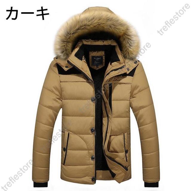 ダウンジャケット メンズ 中綿ジャケット 冬 アウター フード付き