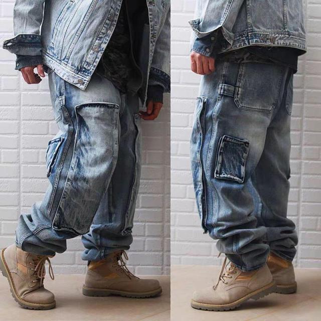 デニムパンツ メンズ デニム カーゴパンツ 大きいサイズ ズボン ジーンズ Gパン ジーパン カジュアル ゆる ヒップホップ