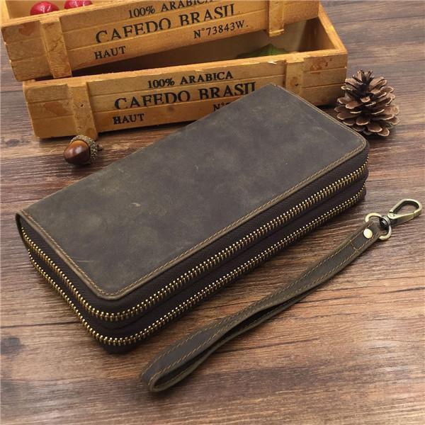 セカンドバッグ 財布 長財布 メンズ Wラウンドファスナー 大容量 多機能 さいふ レザー 牛革 本革 ビジネス おしゃれ シンプル スマホ入れ