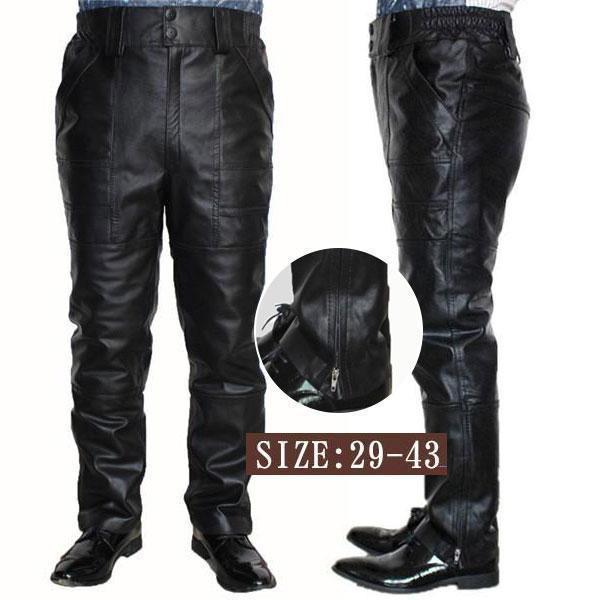 レザーパンツ メンズ パンツ バイクパンツ 羊革 レザー 本革 ズボン バイク ライダースパンツ 革パン フェイクレザー ボトムス 防寒 防風 秋冬