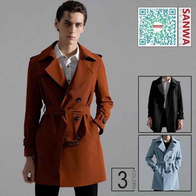 メンズトレンチコート　コート　春秋冬　メンズ　ジャケット　ロングコート　トップス　アウター　ミディアム　ビジネス　通勤　カジュアル　紳士