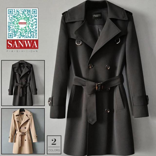 メンズトレンチコート　コート　春秋冬　メンズ　ジャケット　ロングコート　トップス　アウター　ミディアム　ビジネス　通勤　カジュアル　紳士